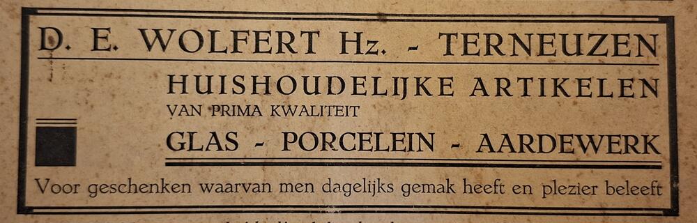 Advertentie uit 1932 voor de winkel van Wolfert